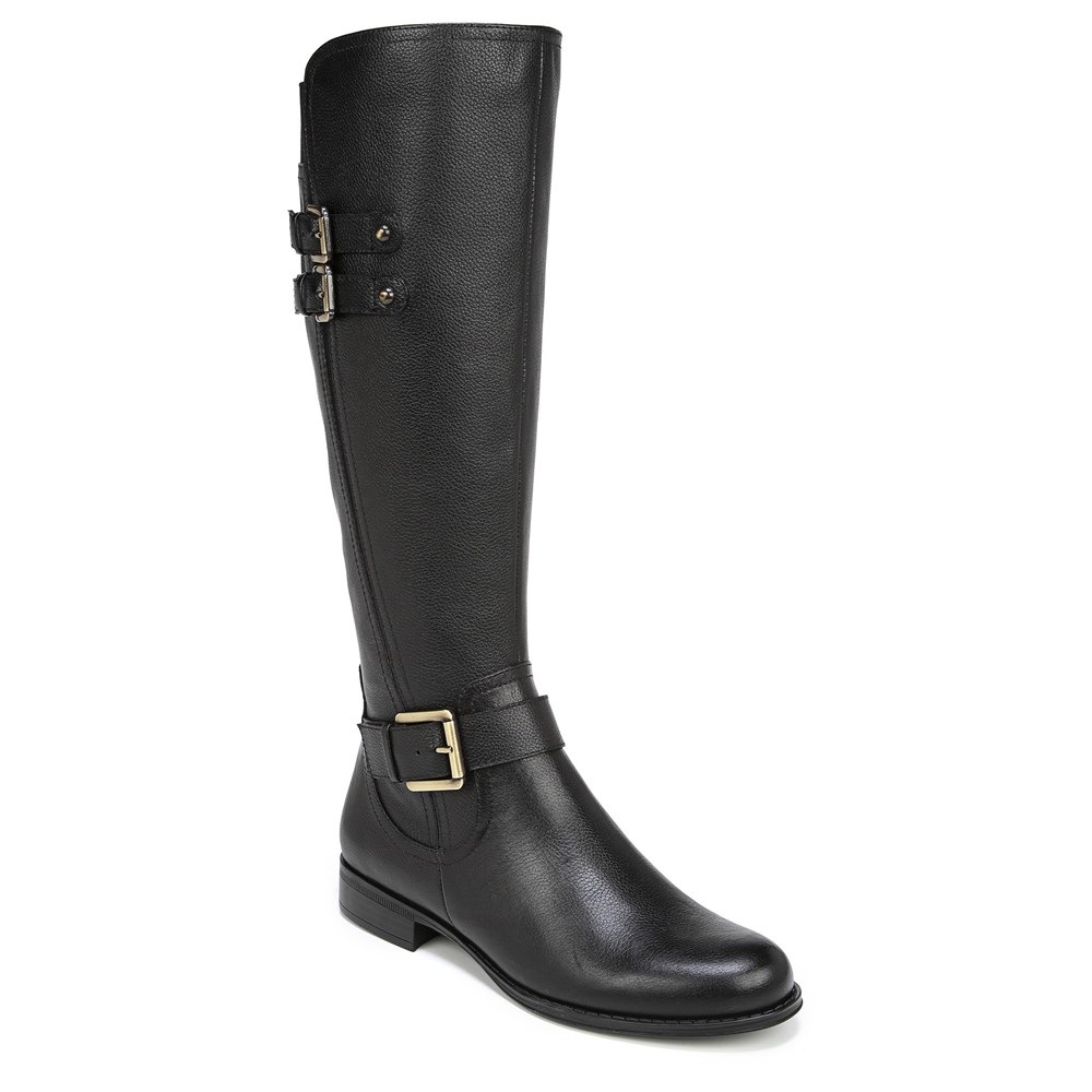 black leather riding boots wide calf