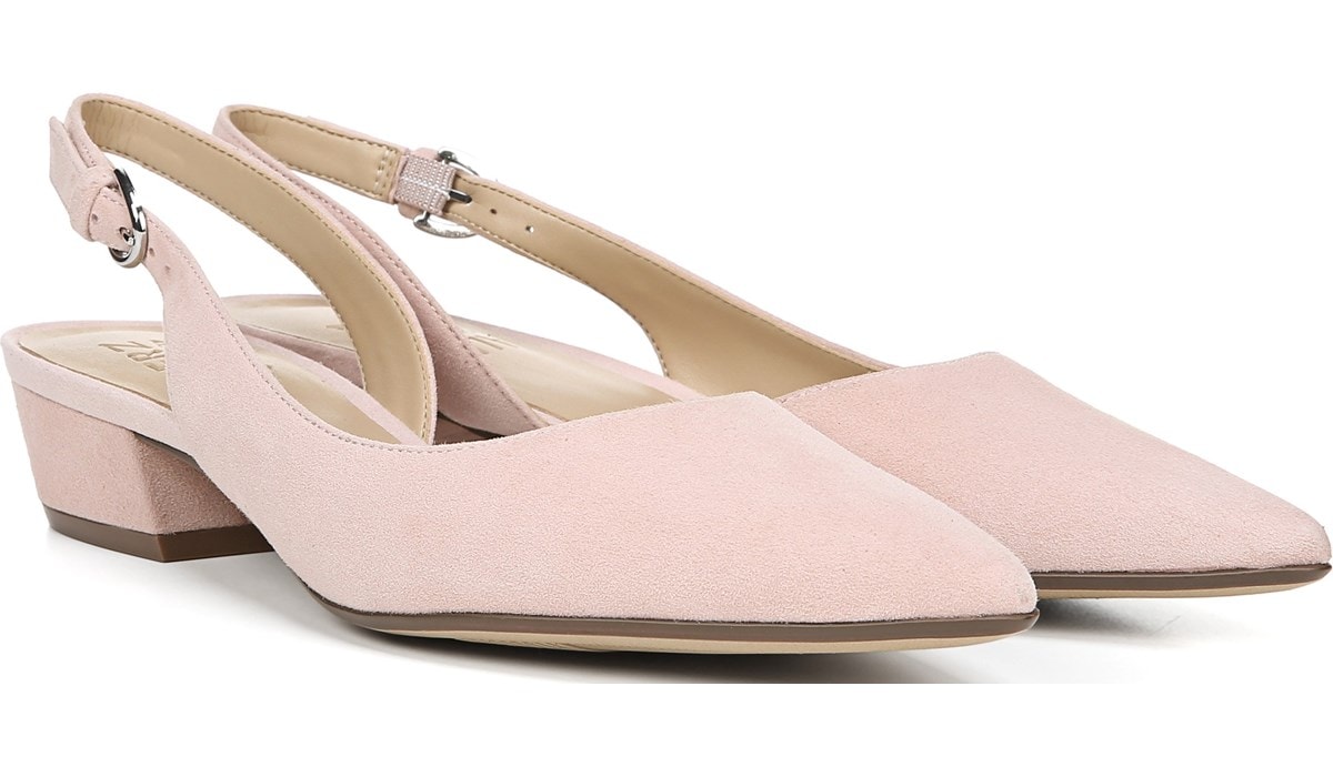 pink suede slingback shoes