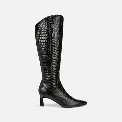 Naturalizer Deesha Leather Crocodile Knee High Boots Womens 9 Black