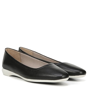 Black Perforated Leather Flats