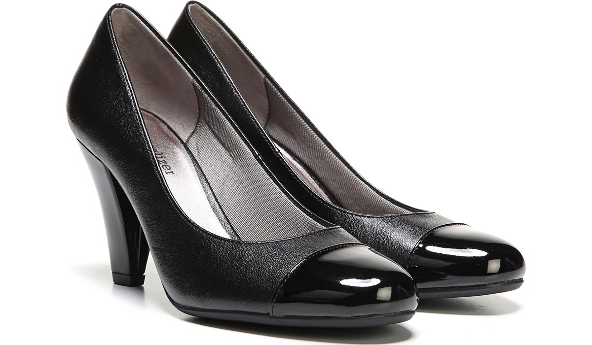 black shiny heels