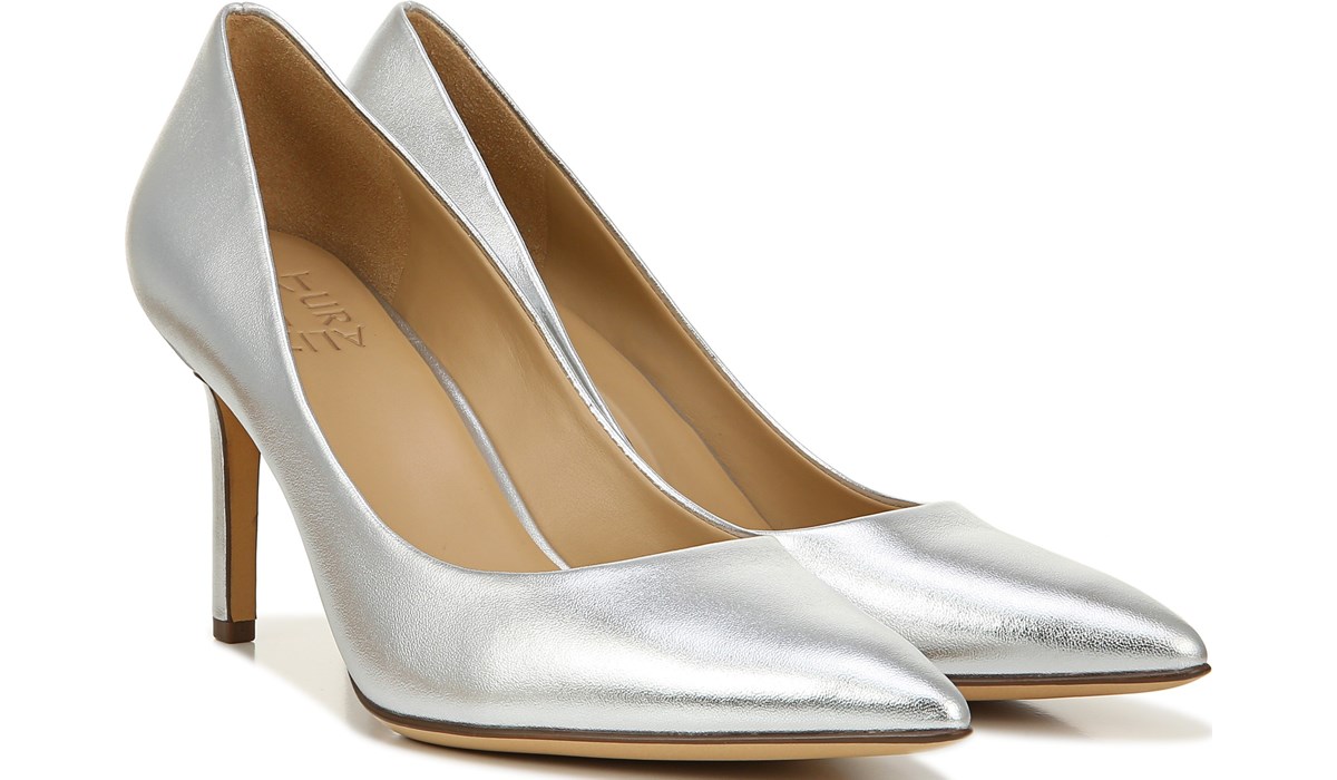 silver pump heels