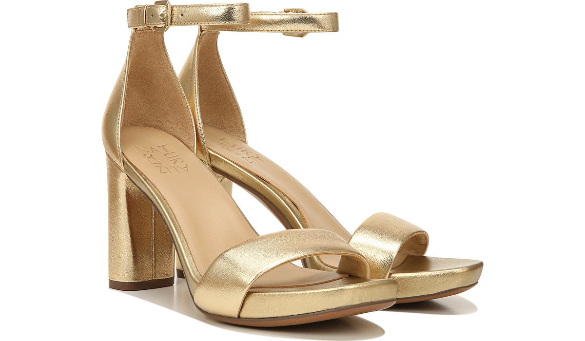 gold sandal heels